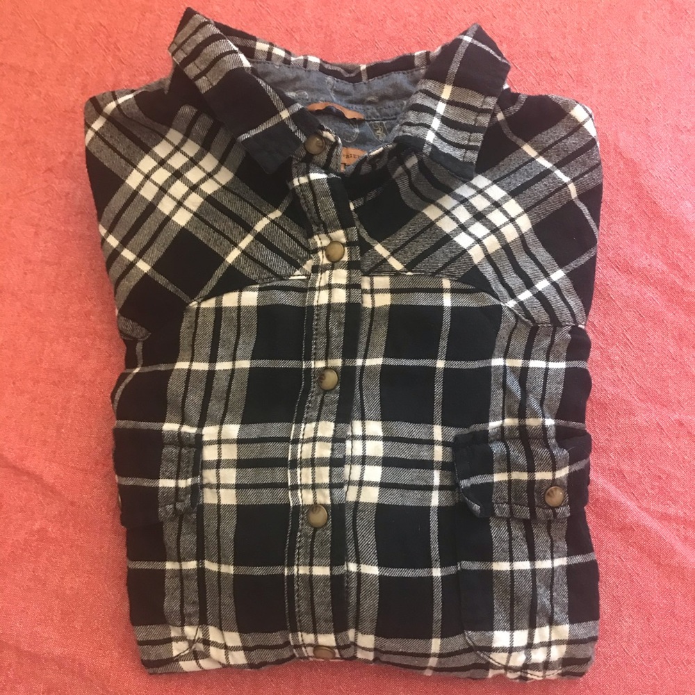 Jachs Girlfriend Bea Blue Pearl Snap Flannel Large